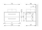 Alsó szekrény, Tboss Lido 75 2F A3270 MM 000 ROCA GAP S42 mosdóval