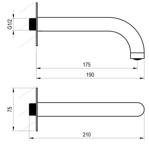 Egyéb csaptelep, Ravak ES 027.20GB Kifolyókar, Graphite Brushed X07P800
