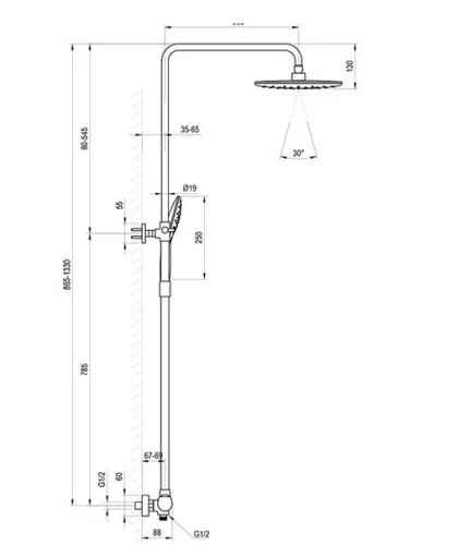 Zuhanyszett, Ravak FL 091.00CR Termosztátos zuhanyoszlop, szettel, króm X070442