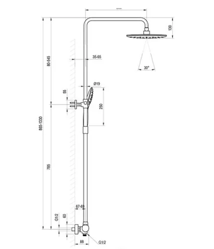 Zuhanyszett, Ravak 091.20BL Termosztátos zuhanyoszlop, szettel, fekete X070443
