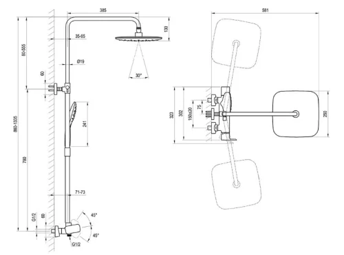 Zuhanyszett, Ravak TD F 098.00CR Zuhanyoszlop nem termosztatikus, zuhanyszettel, króm X070171