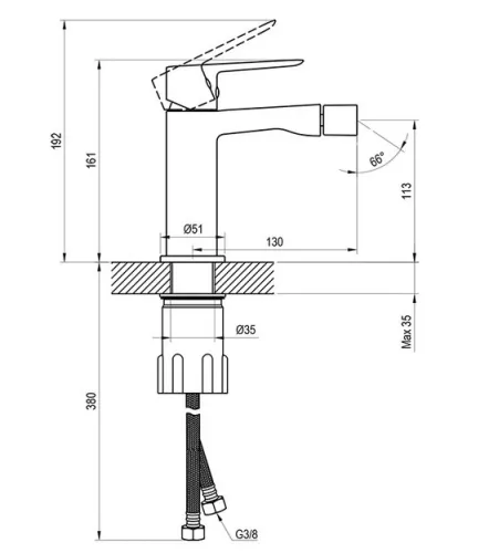 Bidé csaptelep, Ravak LF 056.00CR Álló bidécsaptelep 160 mm, leersztő nélkül, króm X070475