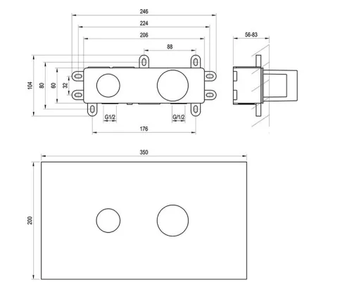 Alkatrész, Ravak R-box 07B.50 R-box Basin alaptest a falba süllyesztett csaptelepekhez X070231