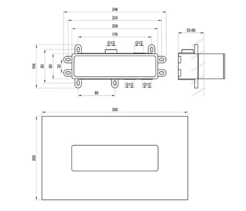 Alkatrész, Ravak R-box 07D.50 R-box Horizontal alaptest a falba süllyesztett csaptelepekhez X0702