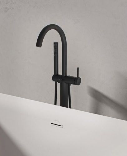 Kádtöltő csaptelep, Ravak FM 082.20BL.RB07A Padlón álló kádcsaptelep (R-box-szal), fekete X070437