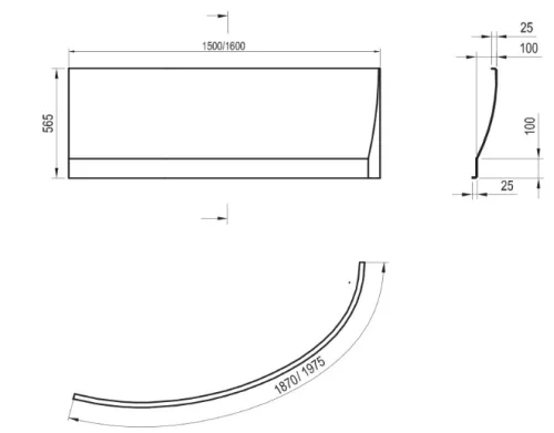 Előlap, Ravak Előlap 'A' Avocado jobb 150 cm akrilkádhoz (hófehér) CZS1000A00