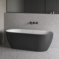   Kád, Ravak Freedom O Tec 170x77 fekete/fehér szabadonálló, fekete lefolyóval CD51700000