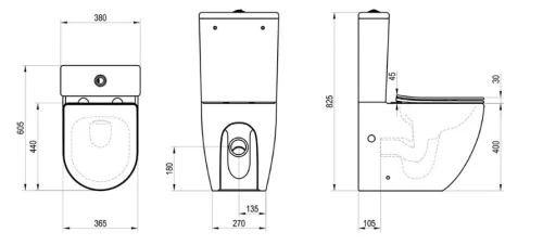 WC, Ravak Optima RimOff monoblokkos WC ülökével, fehér X01870