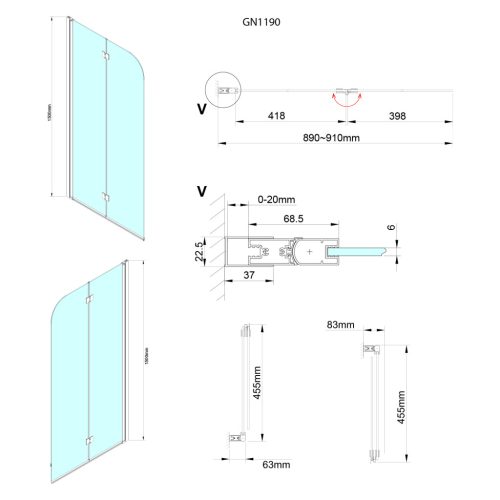 Kádparaván, Sapho Gelco LORO kádparaván, 90 cm, króm GN1190