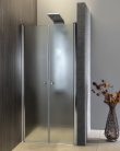 Zuhanyajtó, Aqualine PILOT duplaszárnyas nyílóajtó, 80 cm, matt üveg PT082