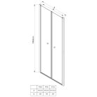 Zuhanyajtó, Aqualine PILOT duplaszárnyas nyílóajtó, 80 cm, matt üveg PT082
