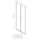 Zuhanyajtó, Aqualine PILOT duplaszárnyas nyílóajtó, 80 cm, matt üveg PT082