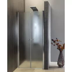   Zuhanyajtó, Aqualine PILOT duplaszárnyas nyílóajtó, 100 cm, matt üveg PT102