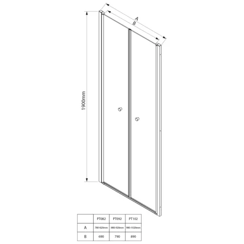Zuhanyajtó, Aqualine PILOT duplaszárnyas nyílóajtó, 100 cm, matt üveg PT102
