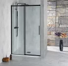 Zuhanyajtó, Sapho Polysan ALTIS LINE tolóajtó, 130 cm, matt fekete AL4012B