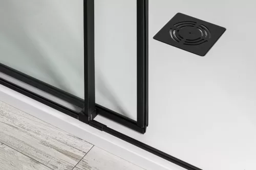 Zuhanyajtó, Sapho Polysan ALTIS LINE tolóajtó, 130 cm, matt fekete AL4012B