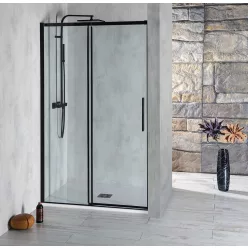   Zuhanyajtó, Sapho Polysan ALTIS LINE tolóajtó, 150 cm, matt fekete AL4212B