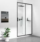 Zuhanyajtó, Sapho Gelco SIGMA SIMPLY BLACK tolóajtó, 110 cm, fekete GS1111B