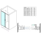 Zuhanyajtó, Sapho Gelco SIGMA SIMPLY tolóajtó, 130 cm, króm GS1113