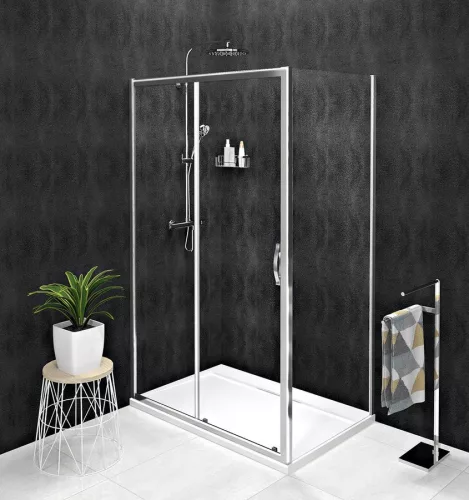 Zuhanyajtó, Sapho Gelco SIGMA SIMPLY tolóajtó, 130 cm, króm GS1113
