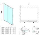 Zuhanyajtó, Sapho Polysan ROLLS LINE tolóajtó, 150 cm RL1515