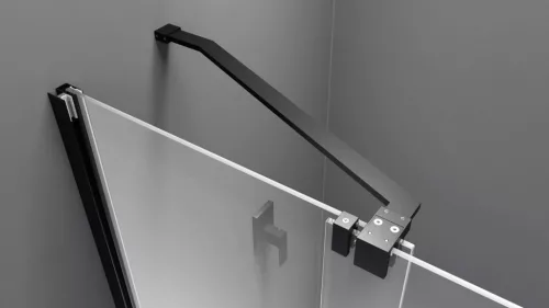 Zuhanyajtó, Sapho Polysan MODULAR SHOWER tolóajtó fix résszel, 100 cm, fekete MS5-100B