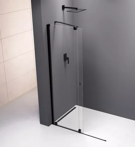 Zuhanyajtó, Sapho Polysan MODULAR SHOWER tolóajtó fix résszel, fekete 160 cm MS5-160B