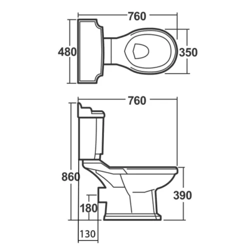 Öblítőtartály, Aqualine ANTIK WC tartály, öblítőmechanikával AK107-208