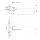 Kádtöltő csaptelep, Aqualine Ritmo fali kádtöltő csaptelep kifolyócsővel RT015