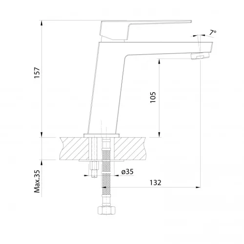 Mosdó csaptelep, Aqualine Ritmo 26 álló mosdócsaptelep, leeresztő nélkül, króm RT001