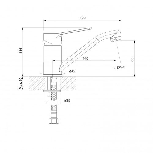 Mosdó csaptelep, Aqualine Sintra álló mosdócsaptelep, leeresztő nélkül, króm SX001