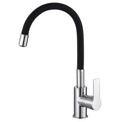   Mosogató csaptelep, Aqualine Lore flexibilis kifolyóval, fekete/króm 1106-70