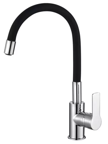 Mosogató csaptelep, Aqualine Lore flexibilis kifolyóval, fekete/króm 1106-70