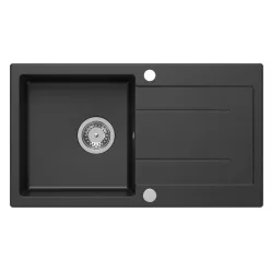   Mosogatótálca, Sapho Gránit, egymedencés, csepegtetővel, 77x44cm, fekete 30874504