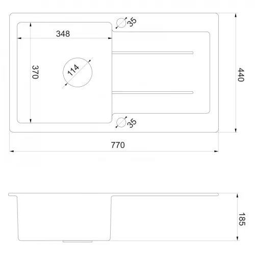Mosogatótálca, Sapho Gránit, egymedencés, csepegtetővel, 77x44cm, fekete 30874504