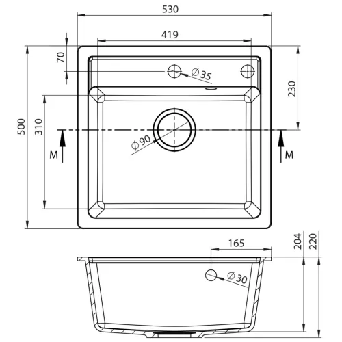 Mosogatótálca, Sapho Gránit, egymedencés, 53x50 cm, beige GR1032