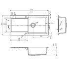 Mosogatótálca, Sapho Gránit mosogató, egymedencés 97x50 cm, fehér GR1611