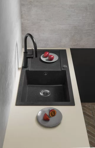 Mosogatótálca, Sapho Gránit mosogató, egymedencés 97x50 cm, fekete GR1614