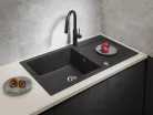 Mosogatótálca, Sapho Gránit mosogató, egymedencés 97x50 cm, fekete GR1614
