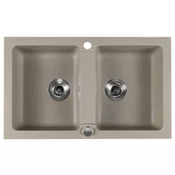   Mosogatótálca, Sapho Gránit mosogató, duplamedencés 78x47,5 cm, beige GR2222