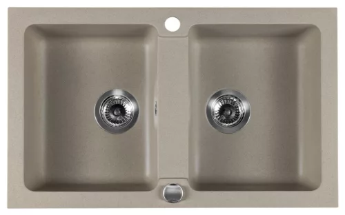 Mosogatótálca, Sapho Gránit mosogató, duplamedencés 78x47,5 cm, beige GR2222