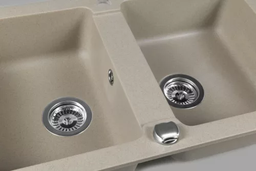 Mosogatótálca, Sapho Gránit mosogató, duplamedencés 78x47,5 cm, beige GR2222