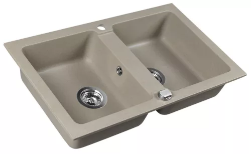 Mosogatótálca, Sapho Gránit mosogató, duplamedencés 78x47,5 cm, beige GR2222