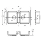 Mosogatótálca, Sapho Gránit mosogató, duplamedencés 78x47,5 cm, beige GR2222