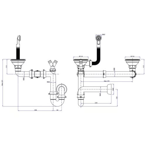 Mosogatótálca, Sapho Gránit mosogató, duplamedencés 78x47,5 cm, beige GR2222