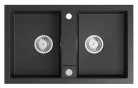 Mosogatótálca, Sapho Gránit mosogató, duplamedencés 78x47,5 cm, fekete GR2224
