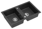 Mosogatótálca, Sapho Gránit mosogató, duplamedencés 78x47,5 cm, fekete GR2224