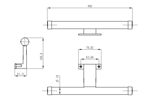 Lámpa, Aqualine KRONAS LED világítás 400x40x100 mm, króm KA400