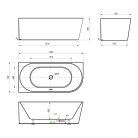Kád, Aqualine TIBERA L szabadonálló kád, 140x75cm, akril E1066