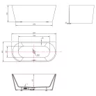 Kád, Aqualine TAJO szabadonálló kád, 180x80cm, akril E1990